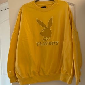 Yellow Playboy crew neck sweatshirt